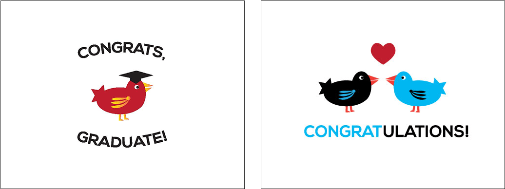 Little Birdie Congrats Cards Little Birdie Card Fronts - Cartoon Clipart (1110x456), Png Download