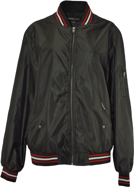 Black Bomber Red Stripes Clipart (480x664), Png Download