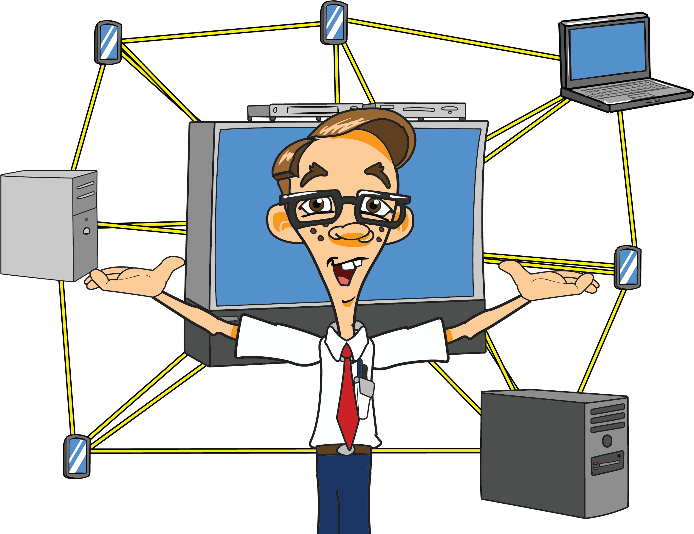 Home Networking - Computer Repair Cartoon Png Clipart (2480x1904), Png Download