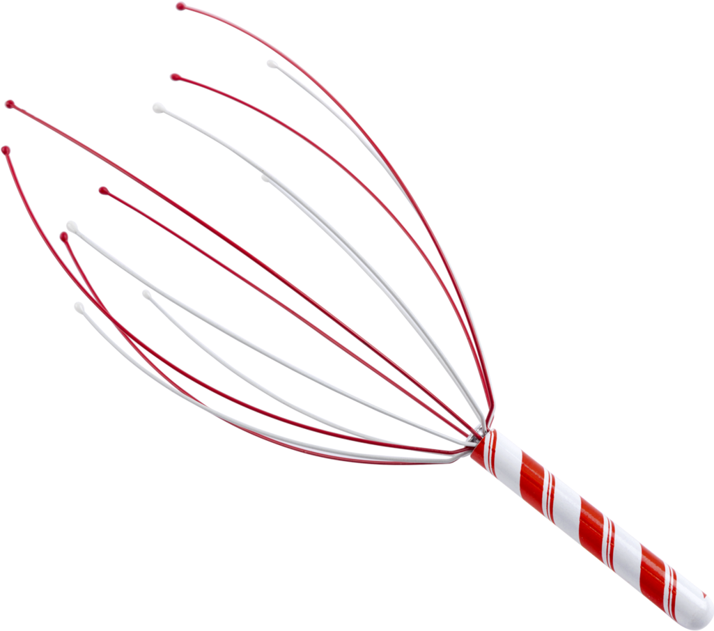 Striped Red And White Handle Holiday Head Massager - Head Massager Png Clipart (1025x906), Png Download