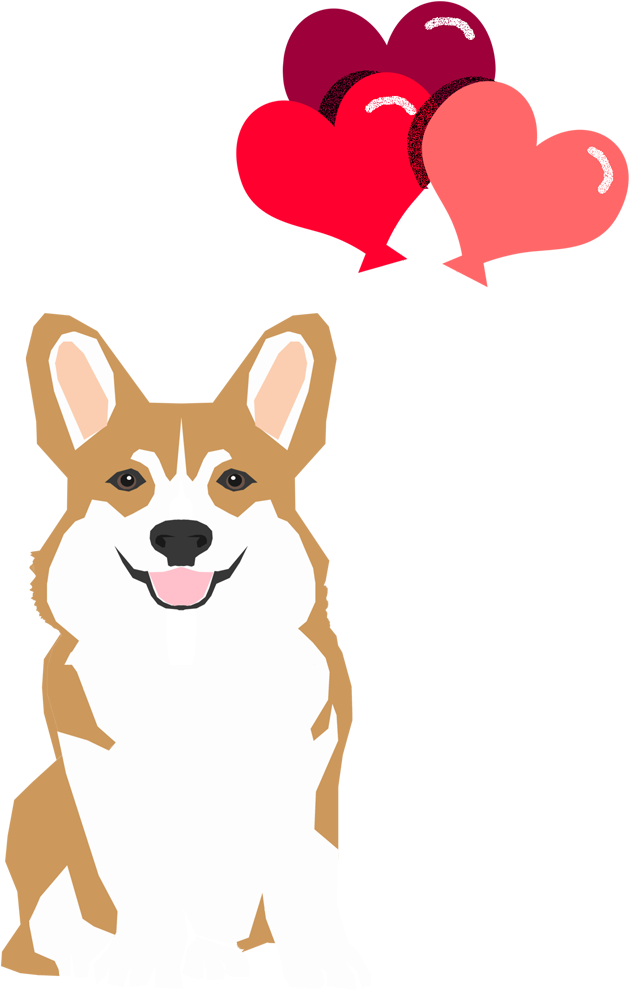 #corgi With #balloons - Heart Clipart (1000x2000), Png Download