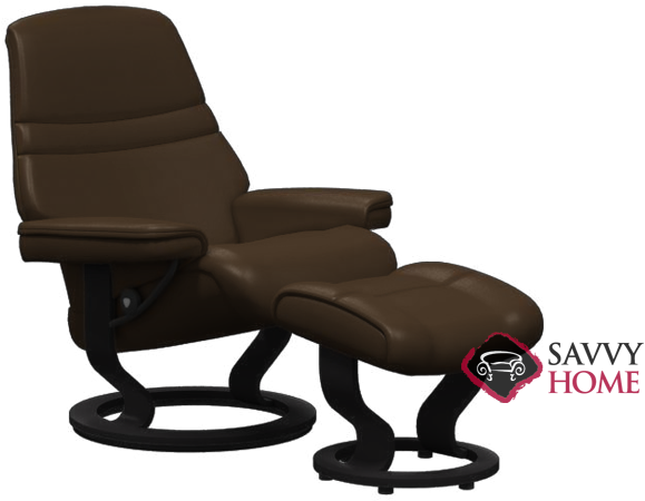 Sunrise Small Leather Recliner And Ottoman In Paloma - Recliner Clipart (822x506), Png Download
