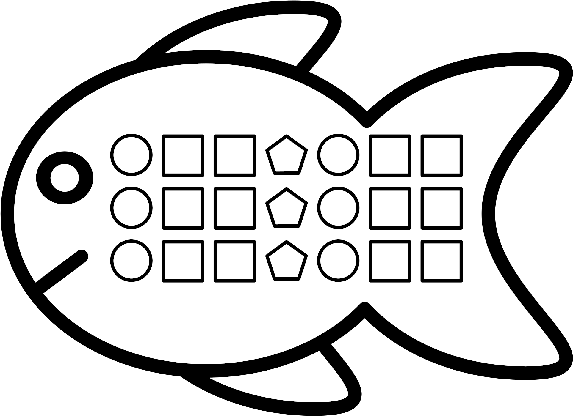 This Free Icons Png Design Of Shape Pattern Fish - Shape Patterns Clipart Black And White Transparent Png (2400x1697), Png Download