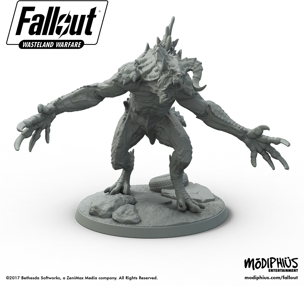 Fo Promo Deathclaw No Background Black Text Low - Fallout Wasteland Warfare Figures Clipart (1040x1000), Png Download