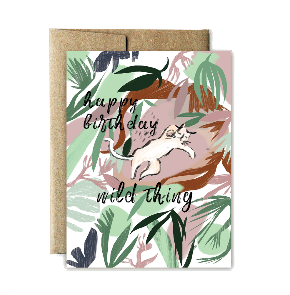 Jungle Cat Birthday Card - Illustration Clipart (986x1001), Png Download