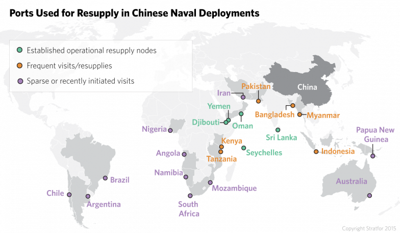 China Already Maintains A Constant Naval Presence In - Ports Of Pla Navy On World Map Clipart (784x456), Png Download