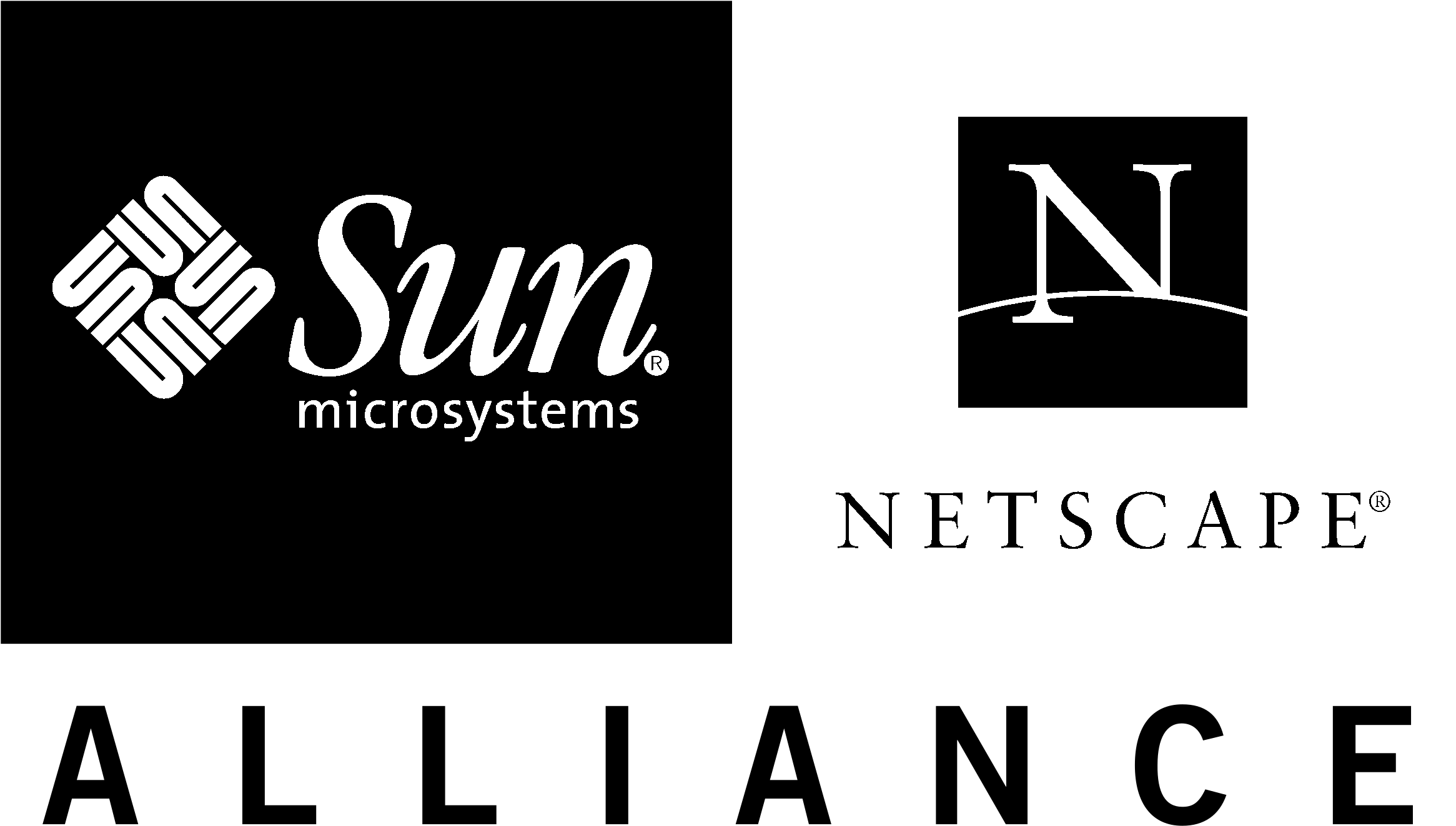 Sun Netscape Alliance Logo Black And White - Graphic Design Clipart (2331x1323), Png Download