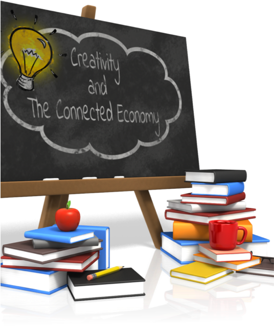 A Blackboard That Reads "creativity And The Connected - Education Retirement Clipart (536x637), Png Download