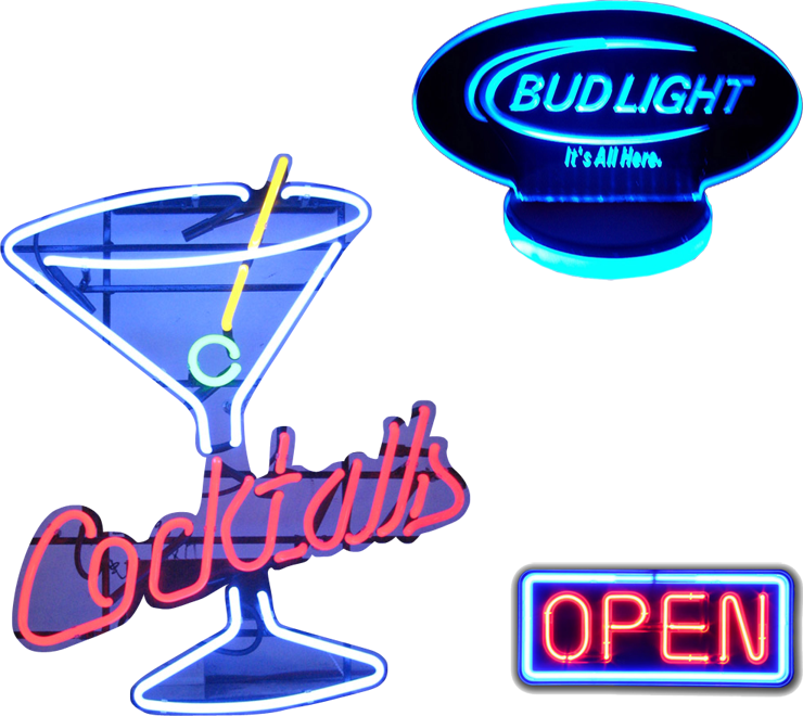Cocktail Neon Sign Png Clipart (740x660), Png Download