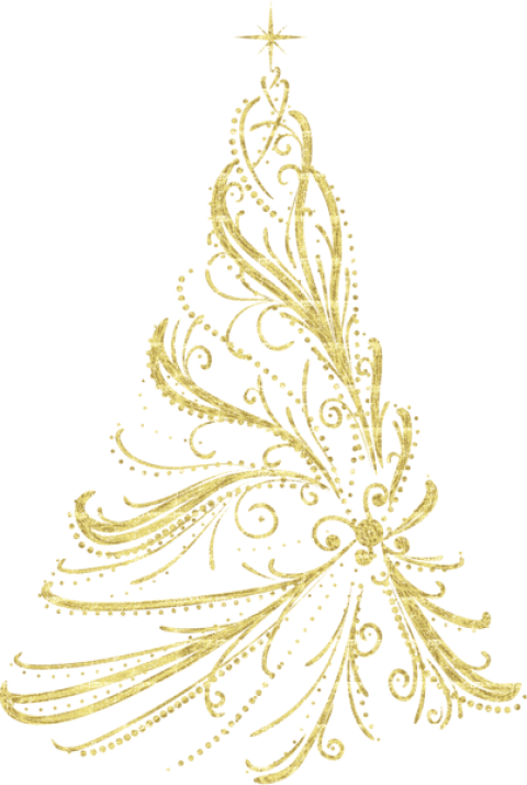 Free Png Transparent Golden Decorative Christmas Tree - Gold Transparent Background Christmas Tree Clipart (480x715), Png Download