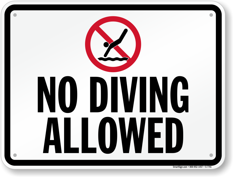 No Diving Allowed Pool Rule Sign - Diving Sign Clipart (800x608), Png Download