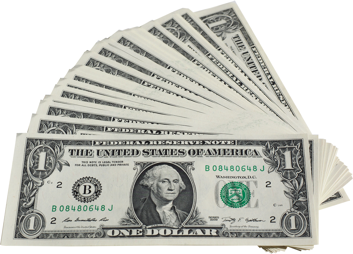 Dollar Png Transparent Image - One Dollar Bills Png Clipart (1314x988), Png Download