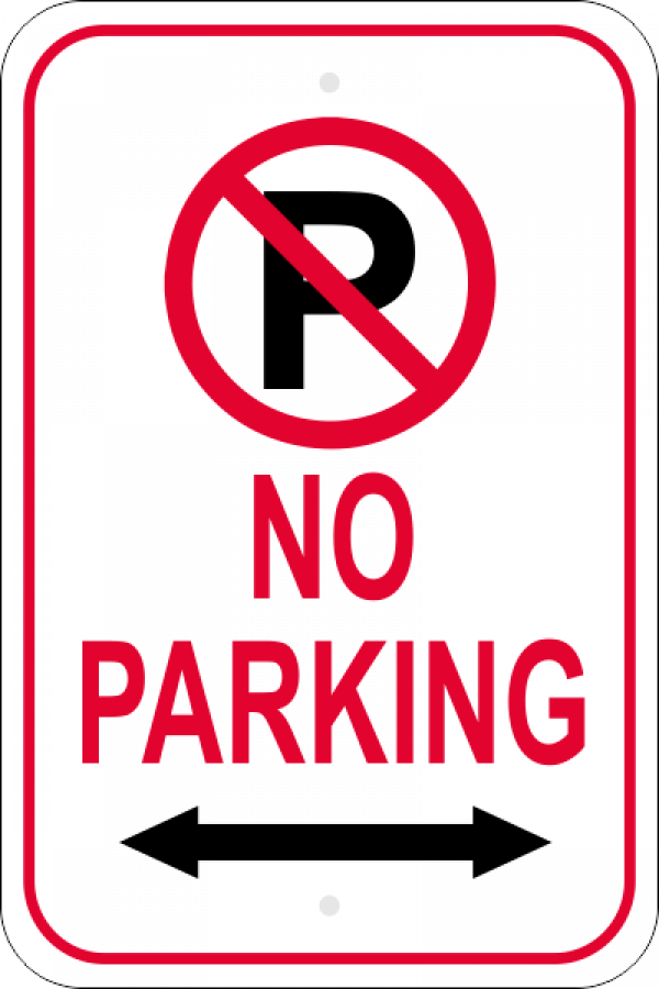 No Parking Sign With Double Arrow - No Parking Sign Png Clipart (600x900), Png Download
