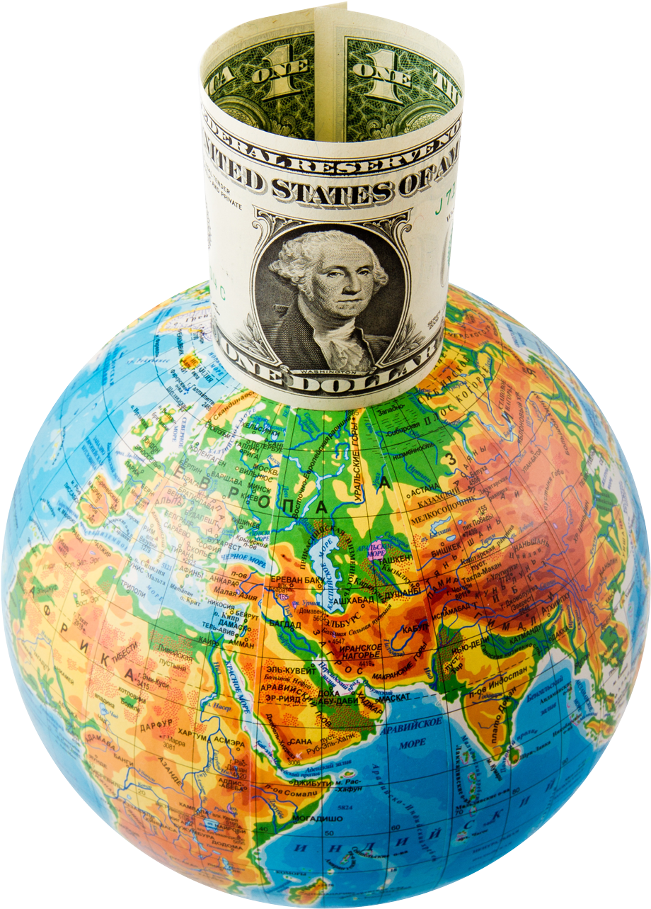 Globe With Dollar Png Image - Dollar Bill Clipart (1282x1359), Png Download
