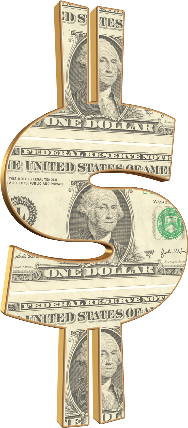 Dollar Png Image - Dollar Bill Clipart (958x1831), Png Download