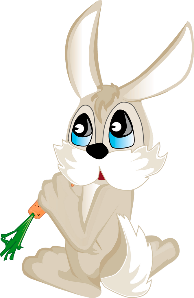 Bunny With Carrot Png Picture - Cartoon Clipart (787x1055), Png Download