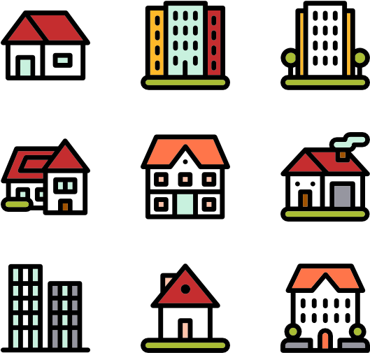 Linear Color Types Of Houses - Type Of Houses Icon Clipart (600x564), Png Download