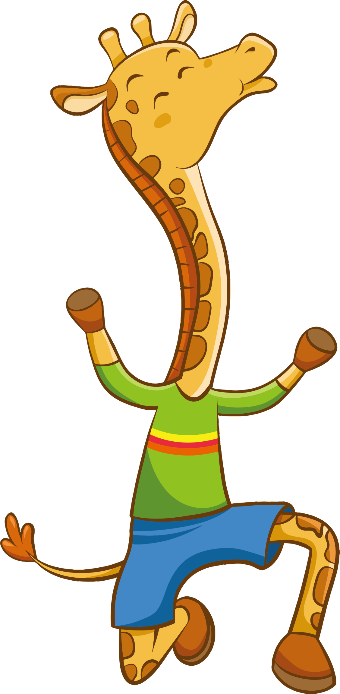 Clipart Cartoon Giraffe Png - Dibujos Animados Pintados Transparent Png (1128x2302), Png Download