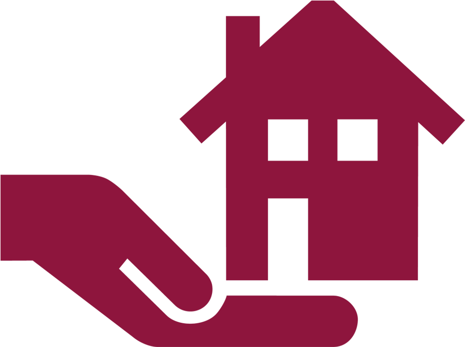Dark Grey House On A Hand - Real Estate Silhouette Clipart (941x702), Png Download