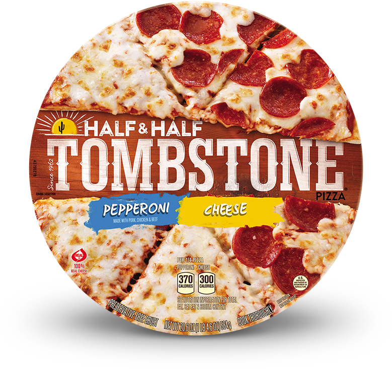 Tombstone Half & Half Pepperoni And Cheese Pizza Clipart (779x732), Png Download