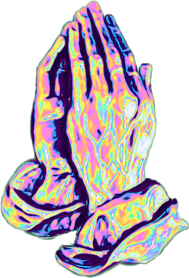 Hands Prayer Hand Praying Hologram Holographic Holo Clipart (634x935), Png Download