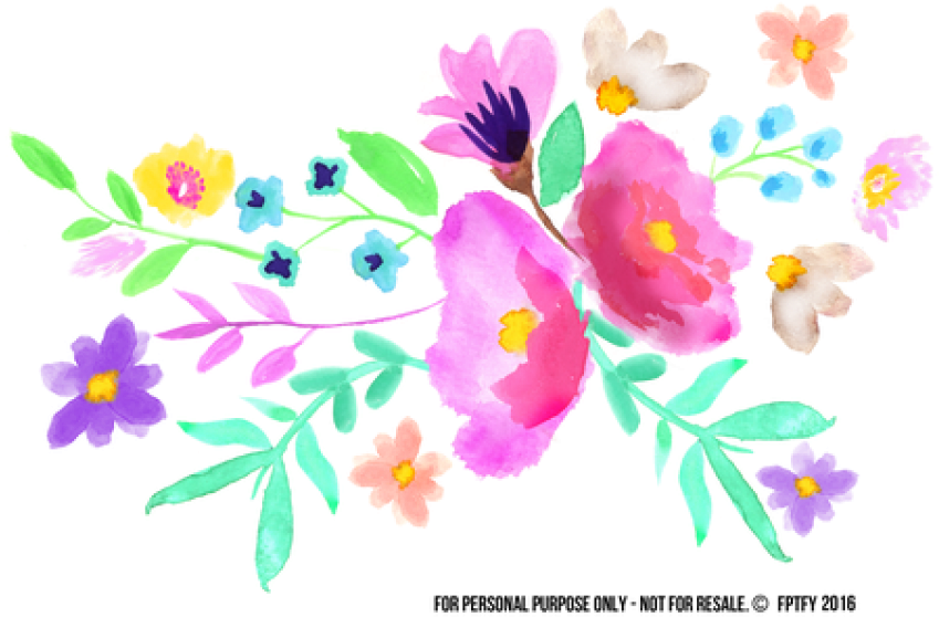 Free Png Download Spring Watercolor Flowers Png Images - Spring Watercolor Flowers Clipart Transparent Png (850x567), Png Download