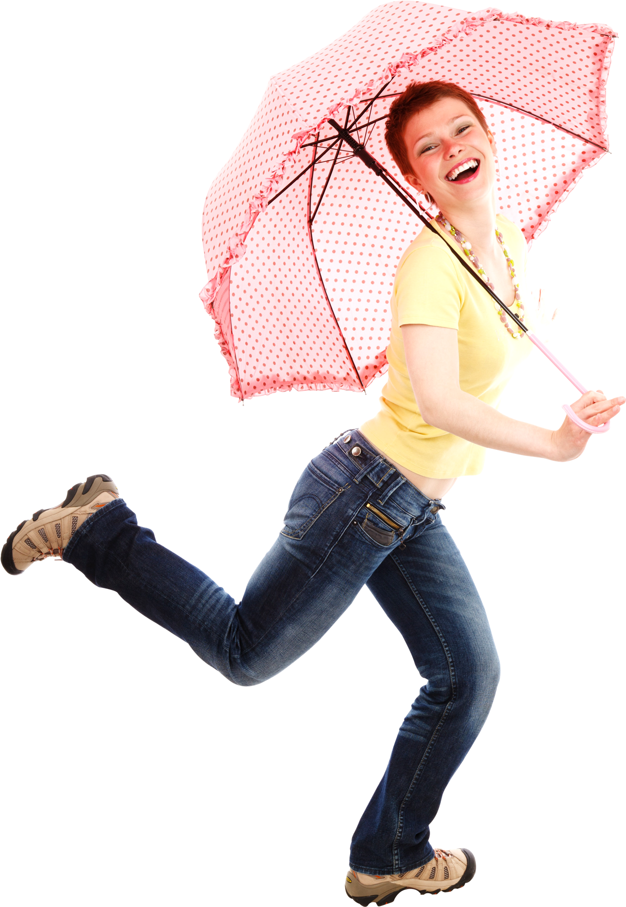 Beautiful Young Woman With Umbrella Png Image - Girl With Umbrella Transparent Clipart (500x685), Png Download