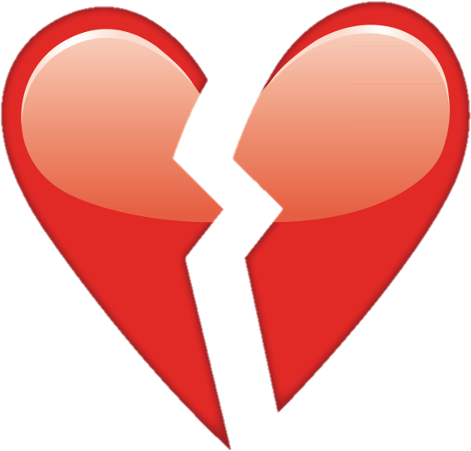 Overlay Tumblr Heart Corazonroto Corazon Heartbroken - Emoji De Corazon Roto Clipart (961x920), Png Download
