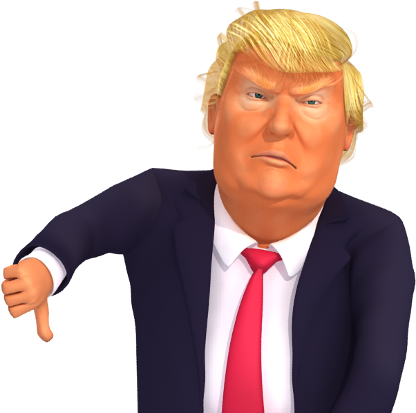 #trumpstickers Thumb Up Thumb Down Trump 3d Caricature - Trump Thumbs Down Transparent Clipart (618x618), Png Download