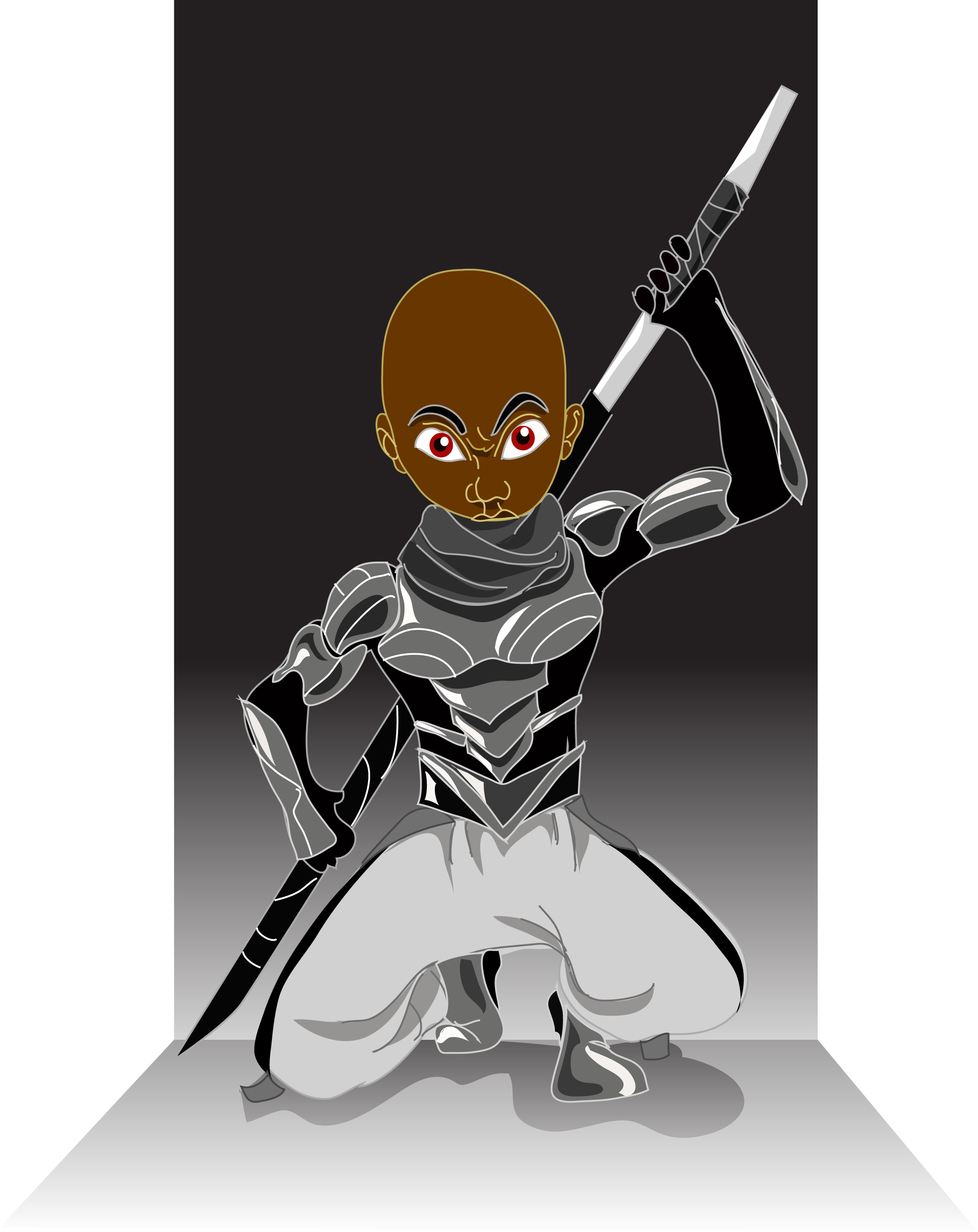 Black Ninja - Cartoon Clipart (2312x2910), Png Download