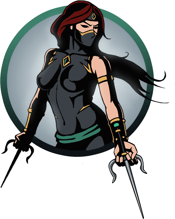 Ninja Girl Sai - Shadow Fight 2 Female Characters Clipart (704x884), Png Download