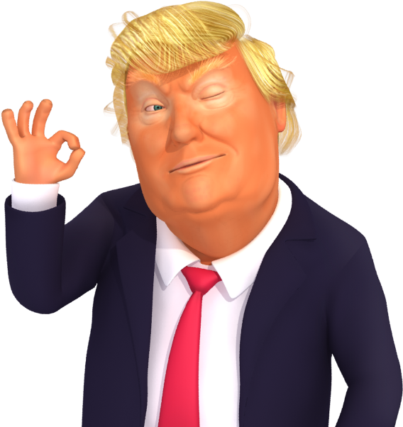 #trumpstickers Okey Trump 3d Caricature Emoji - Cartoon Clipart (618x618), Png Download