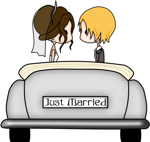 Just Married Cute - Just Married Car Png Clipart (714x600), Png Download