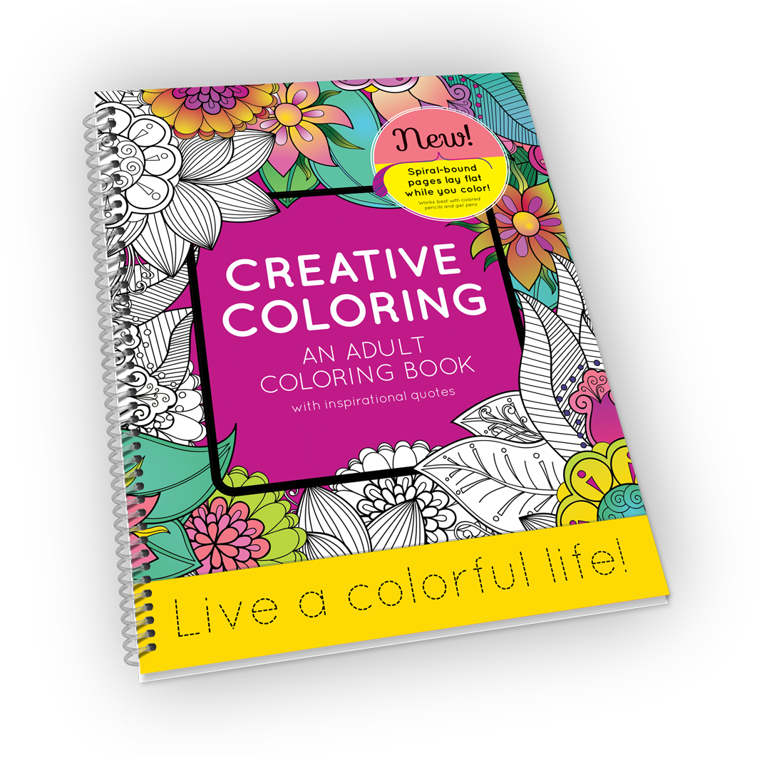 Spiral-bound Adult Coloring Book With Flowers And Leaves - Creative Coloring Cover Clipart (1380x1062), Png Download