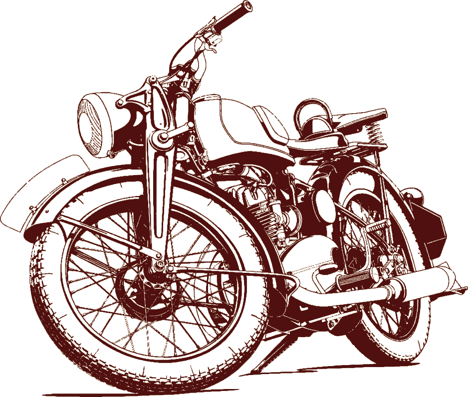 Trade Show - Black And White Vintage Motorbikes Clipart - Png Download (938x796), Png Download