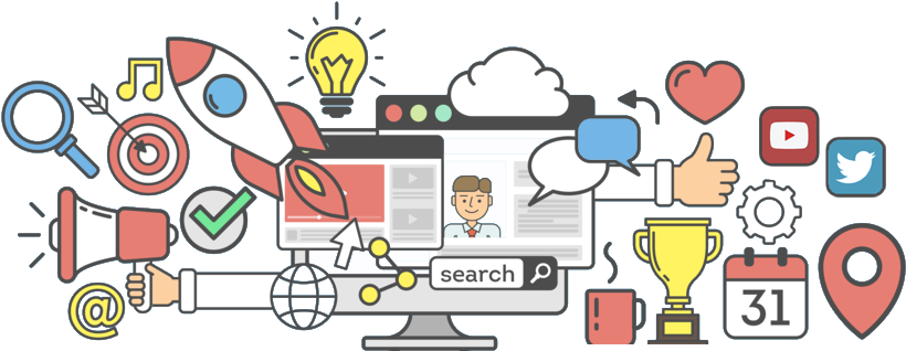 Digital Marketing And Social Media - Marketing Means Clipart (1024x382), Png Download
