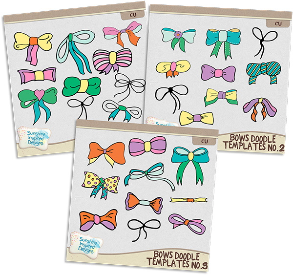 Doodle Bows, 9 In - Cartoon Clipart (600x563), Png Download