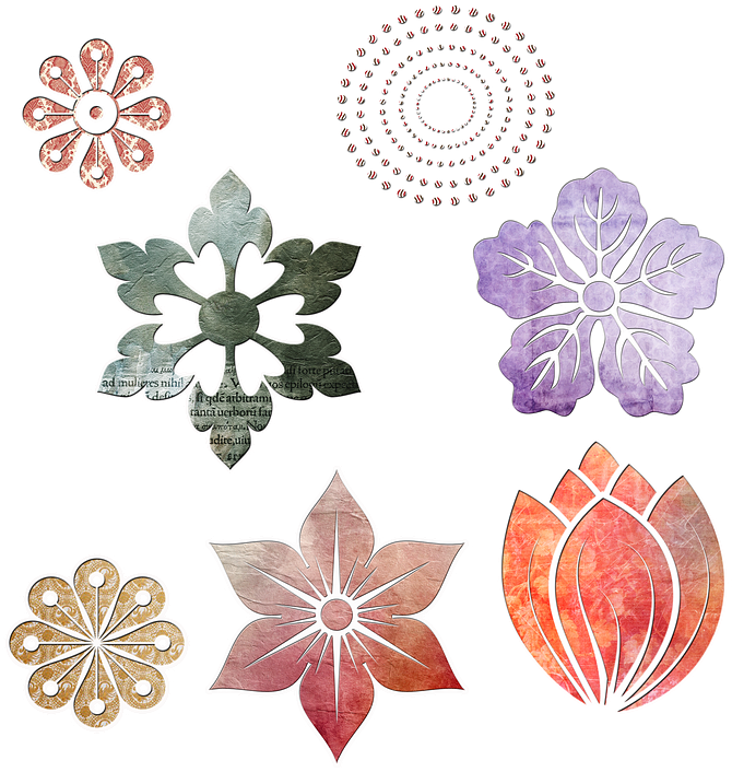 Flowers Scrap Shape Doodles Icons Love - Motif Clipart (720x720), Png Download