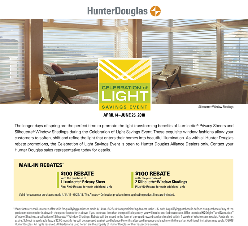 Hunter Douglas 2018 Celebration Of Light Savings Event - Flyer Clipart (800x753), Png Download