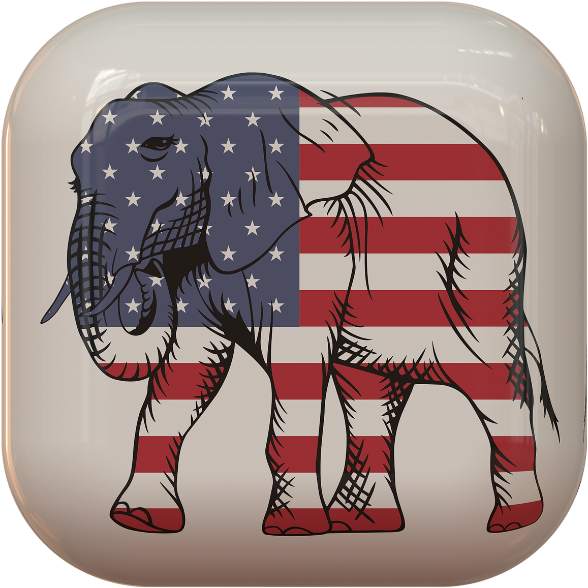 Button Symbol Elephant Usa Flag Png Image - Republican Party Clipart (1280x1280), Png Download