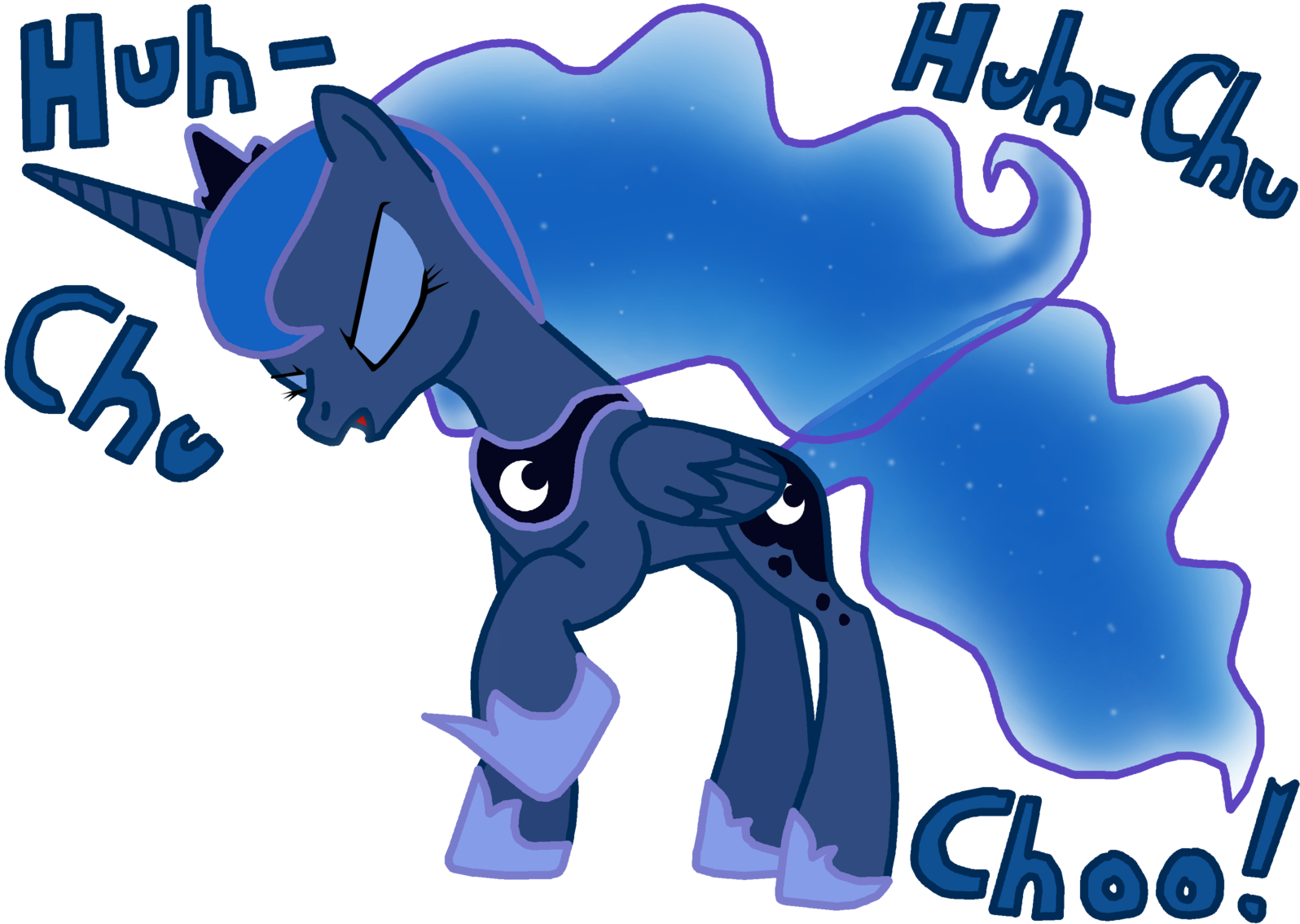 Cho Choe Derpy Hooves Princess Luna Pony Blue Mammal - Sneeze My Little Pony Clipart (1600x1150), Png Download