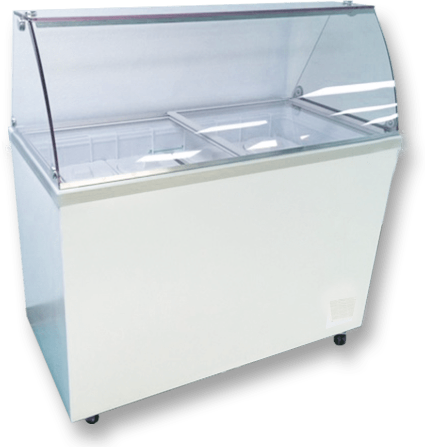 70″ Curved Glass Sneeze Rail Dipping Cabinet - Display Case Clipart (906x958), Png Download