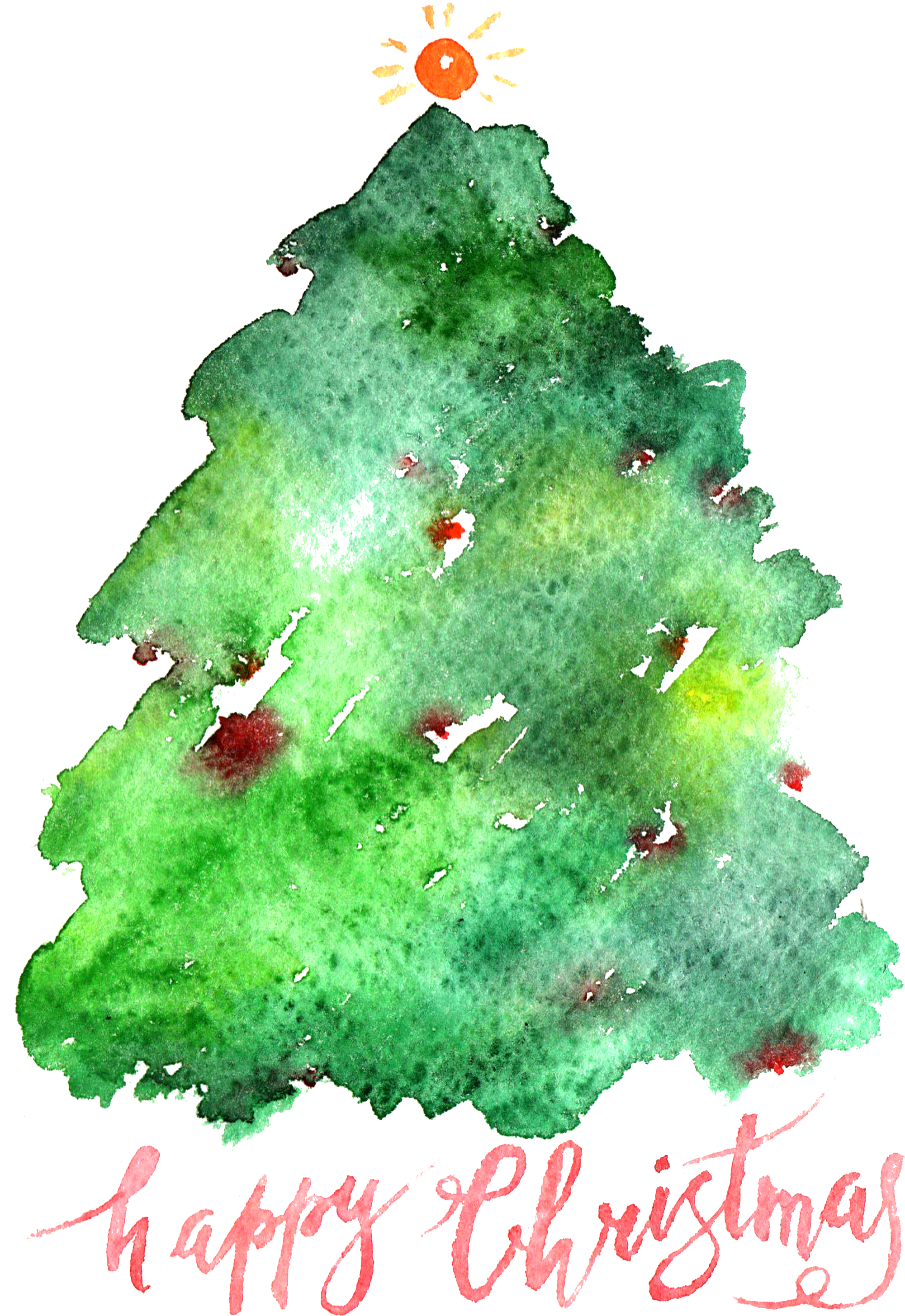 Watercolor Evergreen Christmas Tree Clipart (2480x3508), Png Download