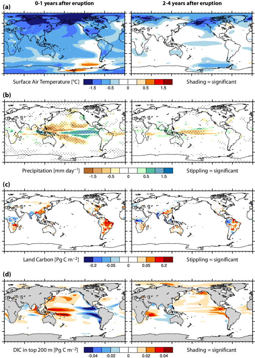 Composites Of Top10 Post-volcanic Eruption Years As - World Map Clipart (850x1190), Png Download