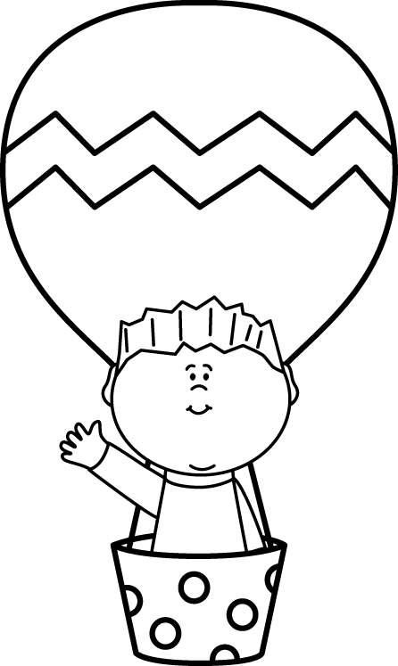 Free Stock Clip Art Images Boy In A - Clip Art Airballoon Black And White - Png Download (446x747), Png Download