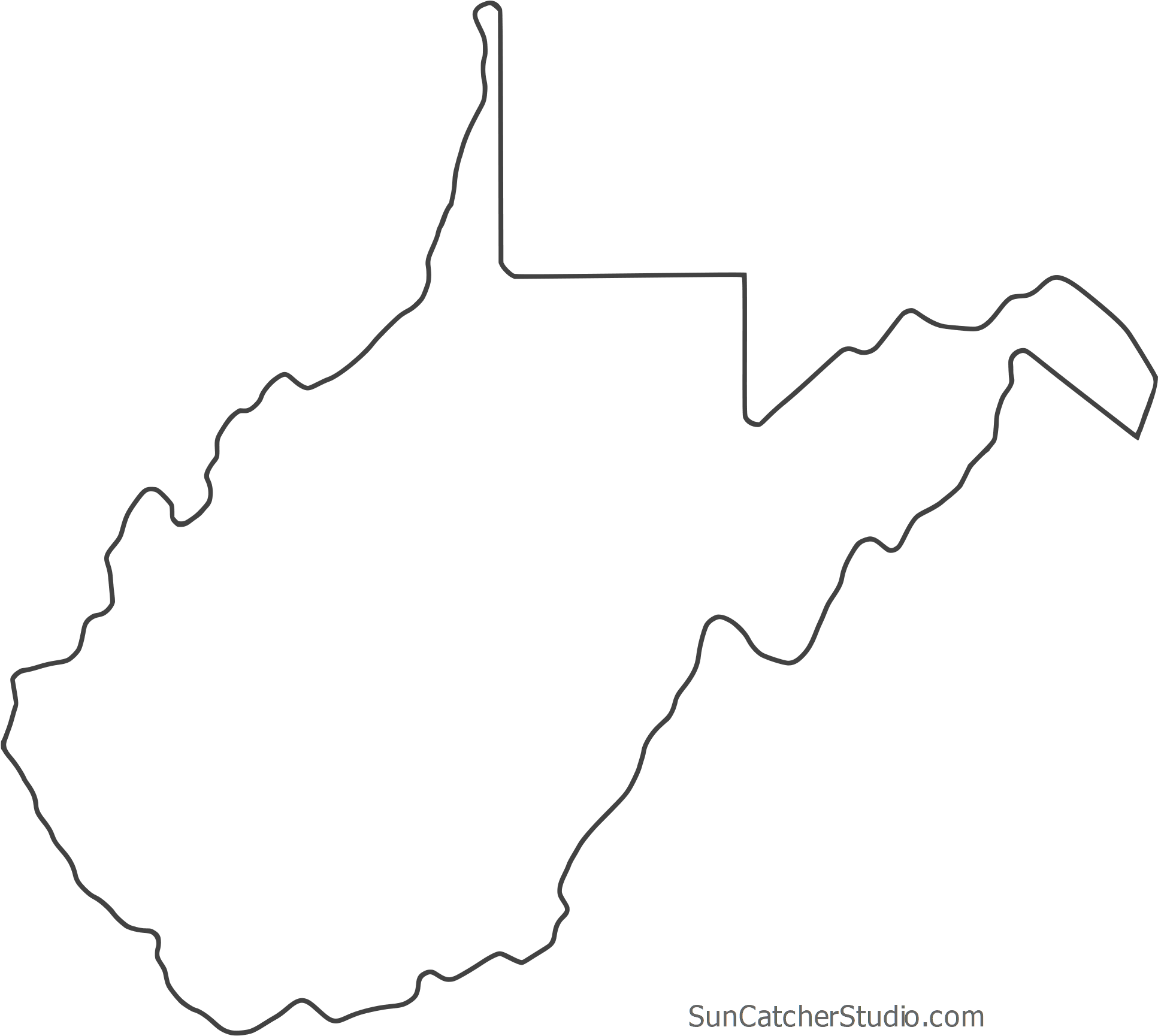 West Virginia State Map Outline Clipart (2000x1796), Png Download