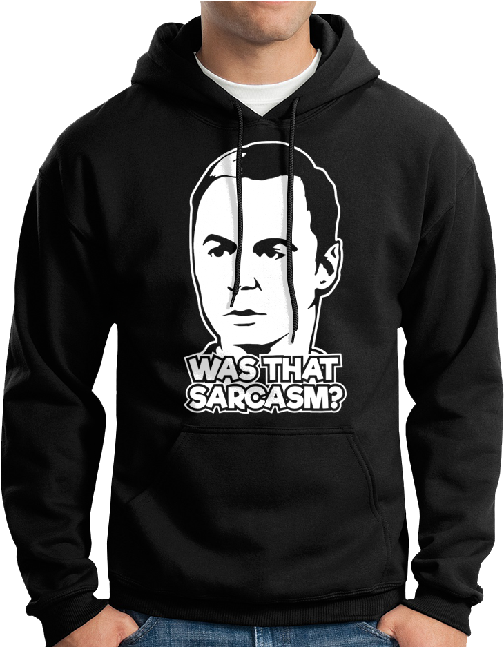 Big Bang Theory "was That Sarcasm" Sheldon Cooper T-shirt - Stranger Things Run Hoodie Black Clipart (730x937), Png Download