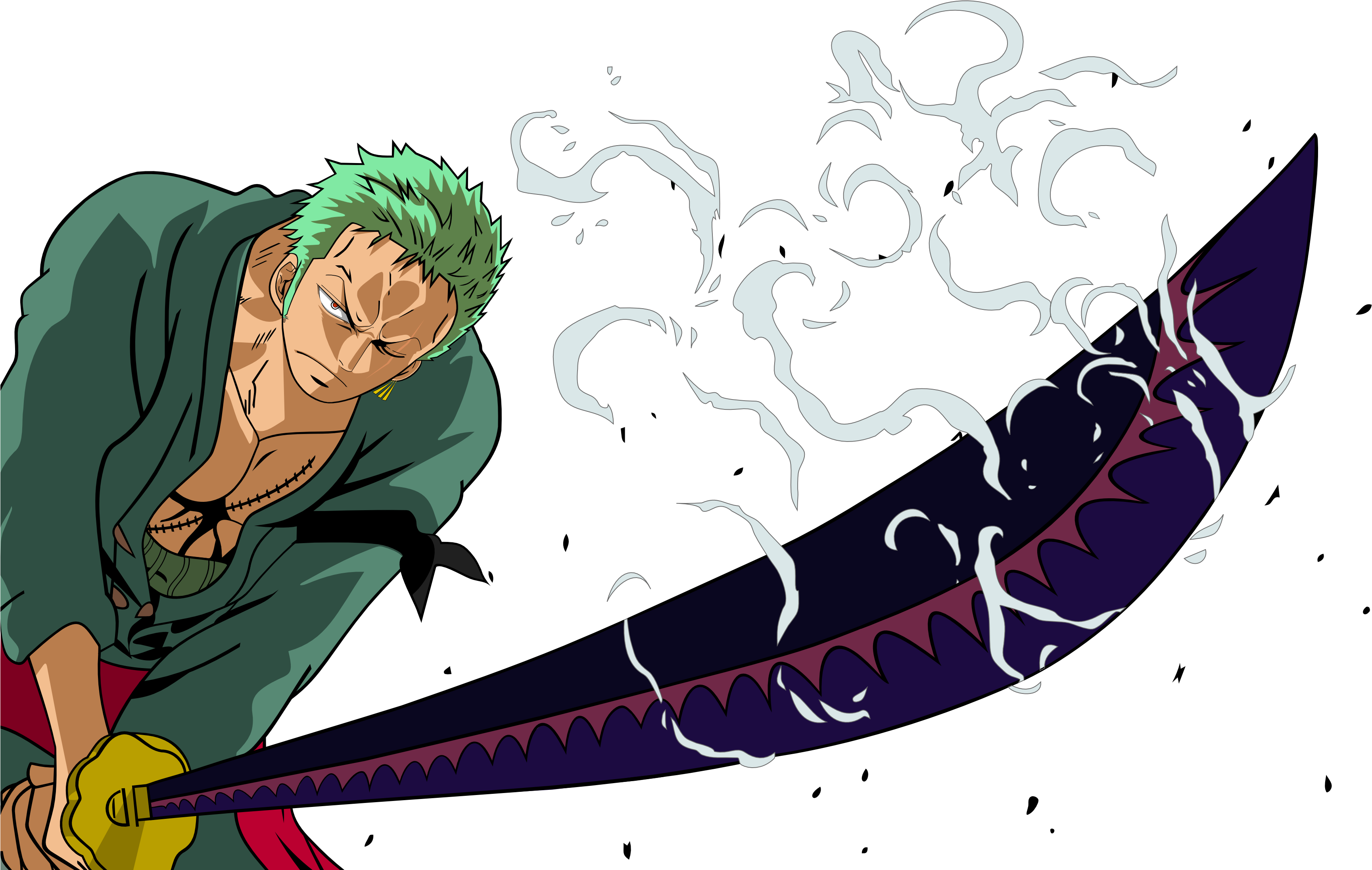 One Piece Hd Wallpaper - Roronoa Zoro Clipart (3600x2250), Png Download