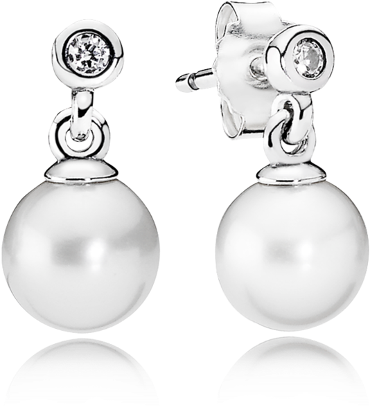 Pandora Luminous Elegance - Pandora Pearl Earrings Clipart (1000x1000), Png Download
