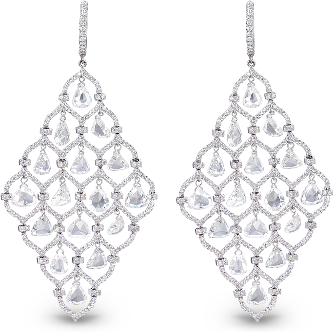 Floating Diamonds Chandelier Earrings - Fine Jewelry Diamond Chandelier Earrings Clipart (700x700), Png Download